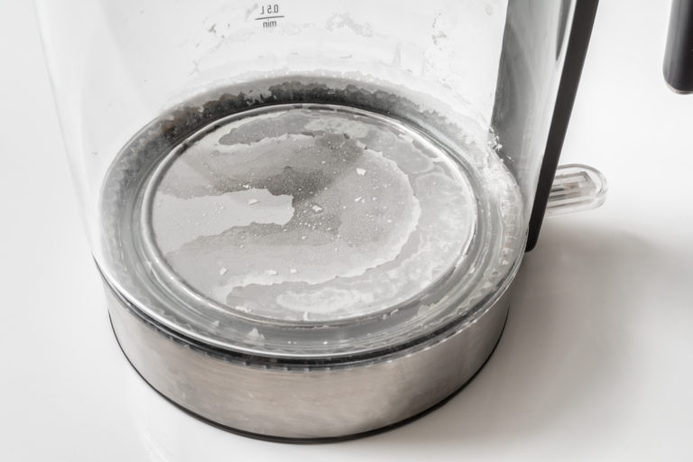 Limescale at the bottom of kettle - hard water and calcium