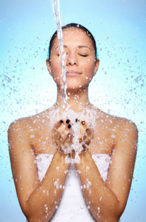 woman being showered with water