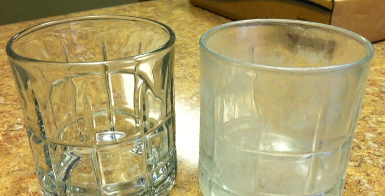 hard water stains on a glass