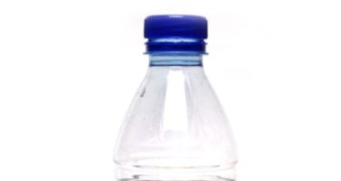 stretched image of a plastic water bottle