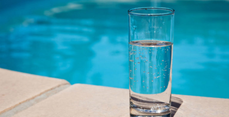 poolside glass of water