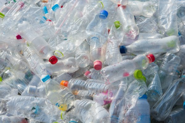 plactice bottles waiting to be recycled