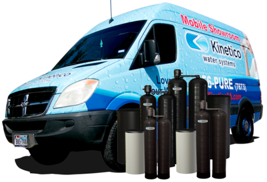 kinetico water systems vehicle posed with their products next to it