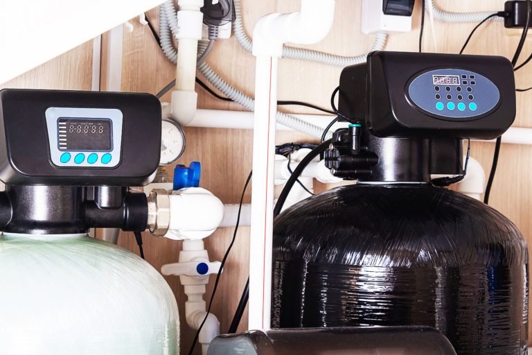 water softener system in home