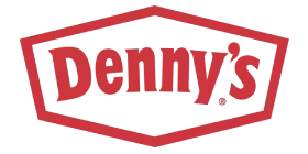 The image shows the Dennys logo, featuring the word Dennys in bold red letters inside a red, hexagonal outline. The background is transparent.