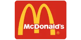 The McDonalds logo with large yellow arches forming an M above the word McDonalds in white text on a red background.